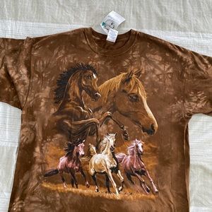 BackToEarth Nature Wear Hand Dyed Horses T-Shirt 💯 Cotton USA Unisex